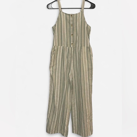 OshKosh B'gosh Pants - OshKosh B'gosh Sage & Cream Striped Jumpsuit